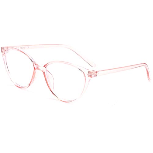 Cat Eye Blue Light Blocking Glasses Computer Glasses Women, Anti Eyestrain Headache Computer Glasses for Digital Screens (Transparent Pink)