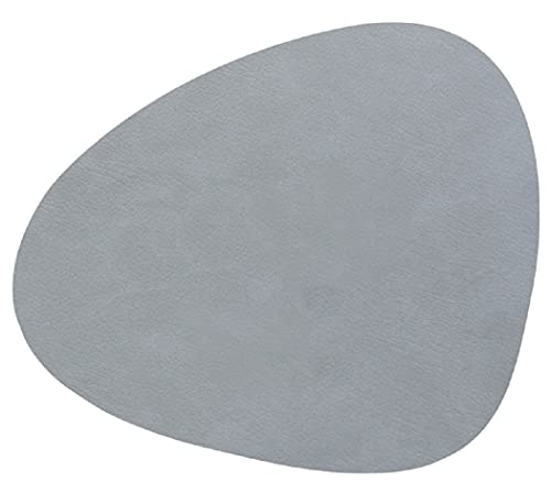 LindDNA Tischset Curve L aus Recyceltem Leder in der Farbe Silver, Maße: 44cm x 37cm x 0,2cm, 990549