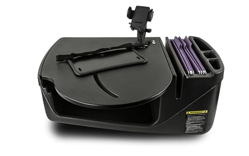 Image of AutoExec AE-RMCD-PI-PM-BT Roadmaster Car Desk for Your Vehicle Workstation and Mobile Office, Black with 400 watt Power Inverter and Phone Mount | Vehicle Workstation, Mobile Office, 400 Watt Power Inverter, Phone Mount