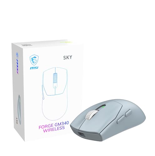 Image of msi Forge GM340 W Sky Gaming Mouse, 12800 DPI, 50M+ Clicks Micro Switch, Optical Sensor, Ergonomic Ambitextrous Hand Design, RGB Light