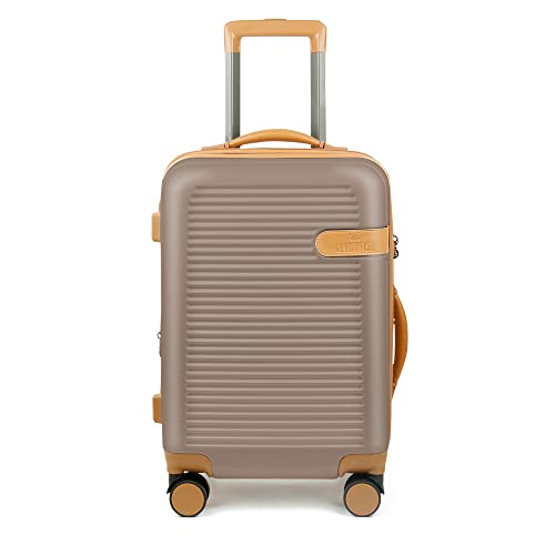 Image of THE CLOWNFISH Kenzo Series Expandable Luggage ABS & Polycarbonate Exterior Hard Case Suitcase 8 Spinner Wheel Trolley Bag with TSA Lock- Champagne (Small size, 54 cm-21 inch)