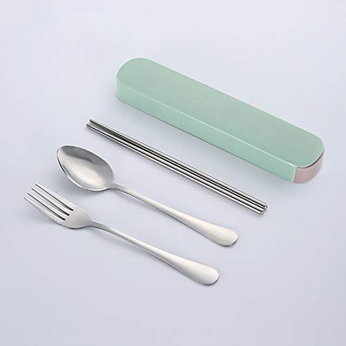 ONUIFIKE Silverware Set, 3/12/18/24/30/36 Pieces Stainless Steel Portable Cutlery Spoon Fork Chopsticks Student Simple Outdoor Travel Convenient Gift Set, Home Cutlery Flatware Set(Green,36 Piece set
