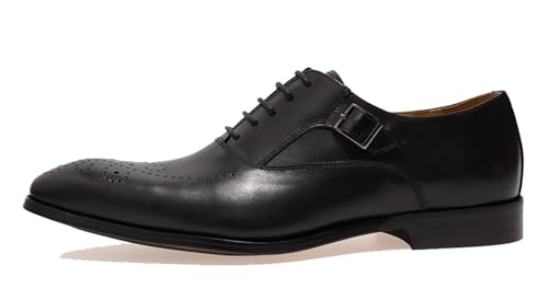 Santimon Men's Oxfords Formal Dress Genuine Leather Wingtip Brogues Oxford Wedding Tuxedo Business Casual Buckle Derby Fashion Comfor Suit Shoes for Mem2