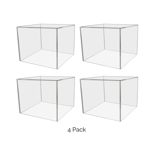 4 Pack 12" X 12" X 9" Clear Acrylic Display Box With One Open Side Versatile Square Plexiglass Dust Cover Retail Product Riser Or Merchandise Storage Bin By Marketing Holders #TOP1