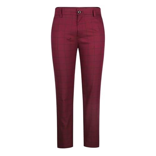 Men's Fashion Stretch Dress Pants Slim Fit Plaid Skinny Long Pants Casual Style Business Golf Dress Pants with Pocket4