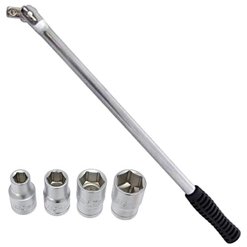SPARES2GO Long 18 inch 1/2'' Drive Wheel Balance Flexi Knuckle Breaker Bar & Socket Set