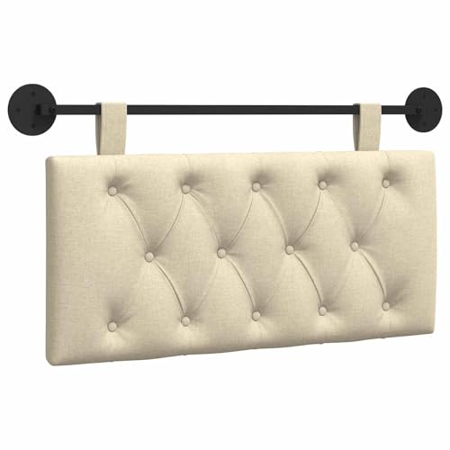 vidaXL Cabecera Colgante Crema 100 x 55 x 7 cm Tela, Cabecero Rectangular de Tela para Dormitorio, diseño Moderno Colgante, Respaldo Acogedor y Suave, eficiente en Espacio
