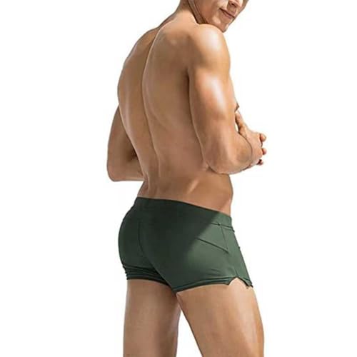 Men's Solid Color Sports Square Leg Swim Briefs Drawstring Swimsuit Athletic Swimwear Bathing Suit Swimming Trunks3