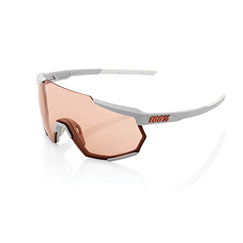 100% Racetrap Sport Performance Sunglasses - Sport and Cycling Eyewear (Soft Tact Stone Grey - HiPER Coral Lens)
