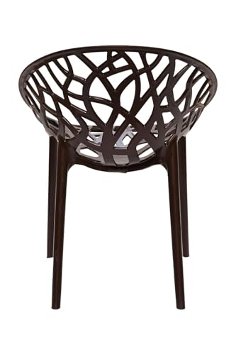 Image of activa Crystal Plastic Arm Chair | Stackable Indoor Outdoor Chair for Home, Balcony, Patio & Garden | Comfortable Designer Armrest Chair | Durable Plastic Seating Furniture (Brown, Set of 2)