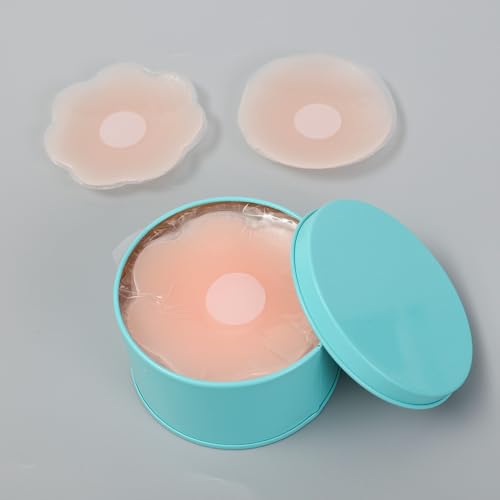 6 Pairs with Box Invisible Silicone Nipple Covers Reusable Women Breast Petals Lift Bras Pasties Bra Padding Sticker Patch Adhesive Pads Intimate,Flower Shape Pink
