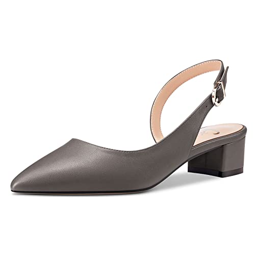 Escarpins slingback en gris mat Castamere, l'élégance intemporelle du talon kitten