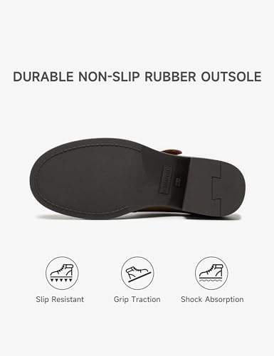 Image of BEAU TODAY Oxford Shoes for Women, Mary Jane Shoes for Women T Strap Leather Wingtip Brogue, Chunky Heel Comfortable Non Slip Dress Work Shoes