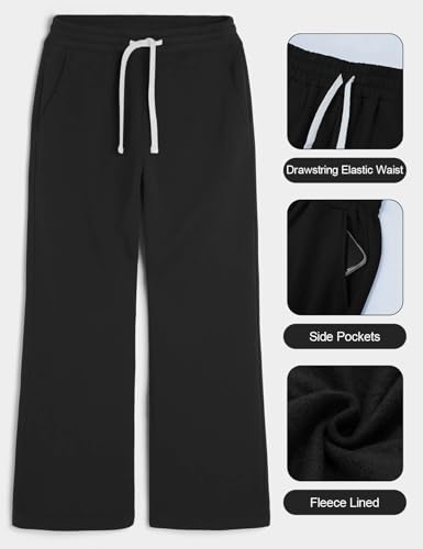 Image of HeSaYep Men's Baggy Sweatpants Cotton Fleece Wide Leg Sweat Pants