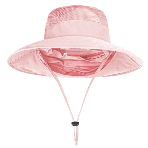 Image of Sun Hats for Men Women Fishing Hat UPF 50+ Breathable Wide Brim Bucket Hats Summer UV Protection Safari Hat with Neck Flap