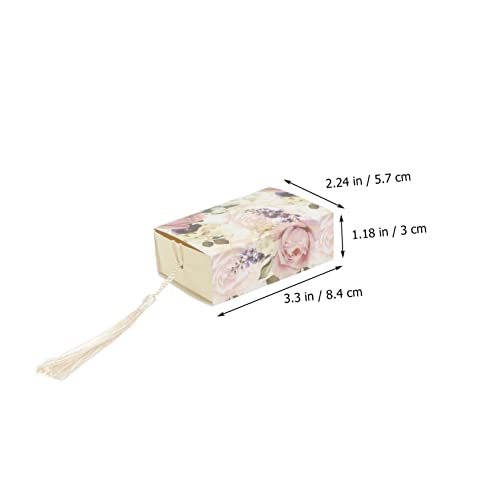 OUNONA 40pcs Floral Candy Box Drawer Design Christmas Party Favor Boxes Craft Paper Box with Tassel for Pulling