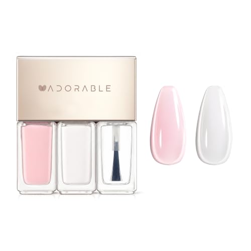 Pluchke Soft Rose Pink Vegan Nail Polish Set Water-Based Breathable 3pc Set with Glossy Top Coat | Non-Toxic Natural Nude Nails for Everyday & Office