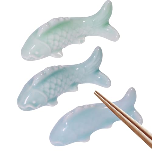 beinkmake 3 palillos de porcelana para reposar peces, de cerámica, estilo japonés, para cenas, cucharas, tenedores, pinceles de pintura, accesorios de decoración de mesa