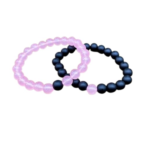 Bracelets couple agate noire quartz rose 8mm, le cadeau idéal pour amoureux