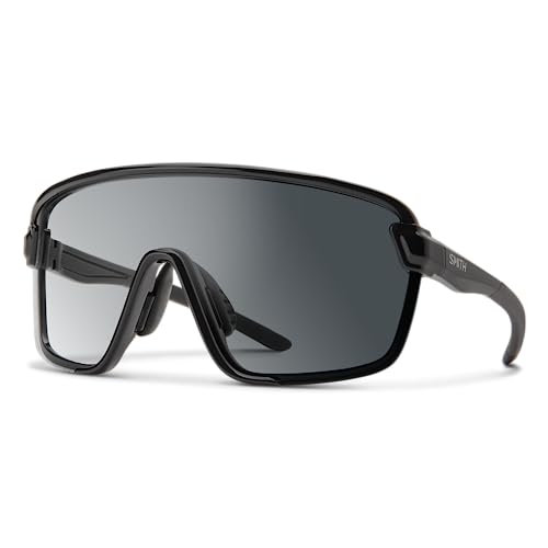Image of SMITH Bobcat Sunglasses - Shield Lens Performance Sports Sunglasses for Skiing, Biking, MTB, Mountaineering & More - For Men & Women - Black + Photochromic Grey to Clear Lens