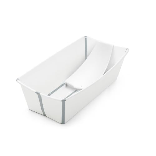 Image of Stokke Flexi Bath X-Large Bundle, White - Spacious Baby Bathtub + Newborn Support - Lightweight, Foldable & Easy to Store - Best for Ages 0-6