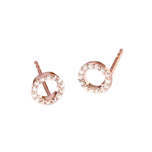 Pendientes de oro rosa y plata de ley con circonitas para mujer diseño vintage minimalista
