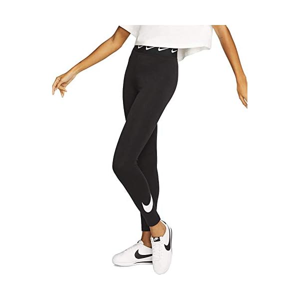 Nike Women's Nike Sportswear High-waisted Club Swoosh Leggings, Black/(White), Small