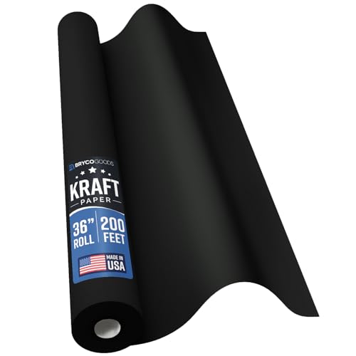 Bryco Goods 36” x 2400” (200’) Black Kraft Paper Roll - Made in USA - Ideal for Bulletin Board, Packing, Shipping, Arts & Crafts, Bouquet, Gift Wrapping, Table Covering