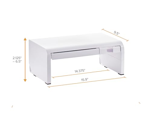 Image of Bostitch Konnect Adjustable Monitor Riser with Drawer & Cell Phone Holder, Laptop Stand for Desk, 4 Height Levels, Cable Management & Rubber Feet