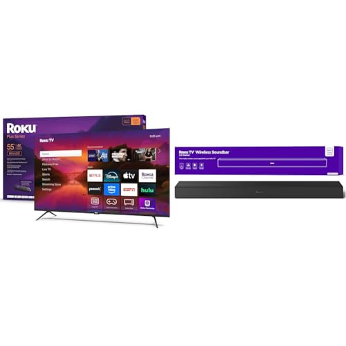 Image of Roku Smart TV 2025 - 55-Inch Plus Series, Mini-LED TV - RokuTV with Enhanced Voice Remote - Flat Screen 4K QLED Television TV Wireless Soundbar, Soundbar Exclusively for RokuTV
