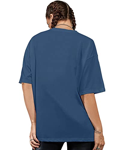 Image of EYEBOGLER Women's Trendy Round Neck Full Sleeves Loose Fit Typography T-Shirt