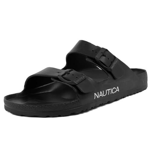 Image of Nautica Men's Two-Strap EVA Slide Sandals, Adjustable Buckle Comfort Footbed, Lightweight Waterproof Slip-On Beach and Casual Pool Sandals