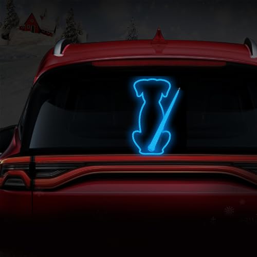 Iprokiu Reflektierender Hunde-Heckscheibenwischer-Aufkleber, wasserdicht, reflektierender Welpe, beweglicher Schwanz, winkender Wischer-Aufkleber für SUV, Auto-Dekor (blau)