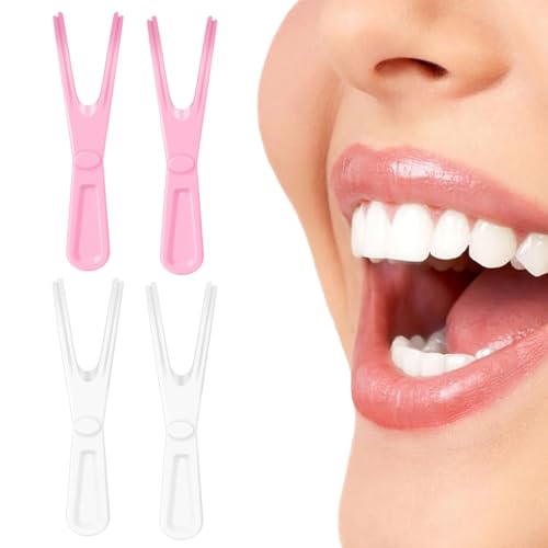 DOKRIN Pics et porte-fils dentaires pour espace interdentaire,Porte-fil dentaire en forme de Y en 4 pièces, accessoires de fil dentaire orthodontique remplaçables, réutilisables.