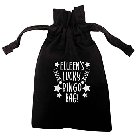 Flox Creative Black Organic Medium Drawstring Pouch Personalised Lucky Bingo Bag Cover