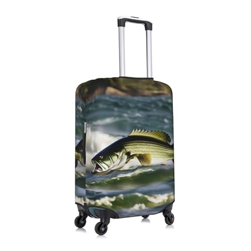 Yanyu Bass Fishing Wave Print Universal Suitcase Cover Elastic Washable Travel Luggage Protector Adult Luggage3