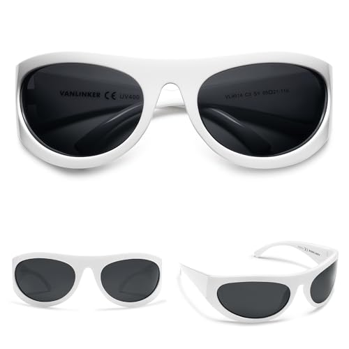 Image of VANLINKER Polarized Wrap Around Sunglasses for Women Men Trendy Sporty Style Oversized Shield Frame VL9814