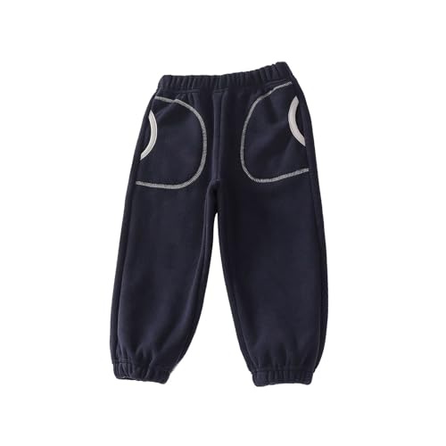 Boys Girls Elastic Waist Sports Pants Comfortable Active Pants Fall Winter Warm Thicken Fleece Lined Sweatpants