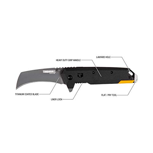 Image of ToughBuilt - Hawkbill Folding Knife, 3.25 inch Titanium-Coated Stainless Steel Blade with Ergonomic Grip for Precision Cutting (TB-H4-30-HB)