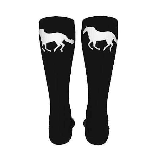 White Horse Knee High Socks For Women Long Tube Socks Athletic Compression Socks Unisex High Socks Girls4