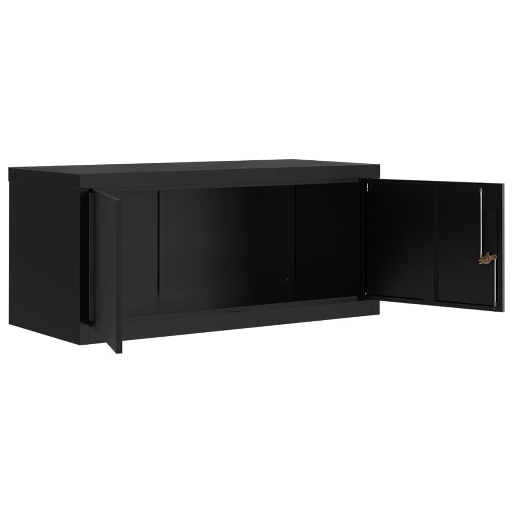 Armadio Classificatore per Ufficio in Acciaio Nero con 4 Ripiani Regolabili e Serratura 90x40x240 cm per Documenti e Oggetti Salvaspazio