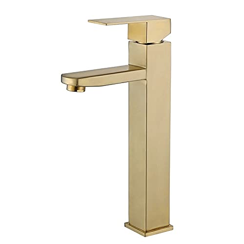 Mitigeur de lavabo or brossé en acier inoxydable 304 pour eau chaude et froide de salle de bain