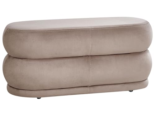 Banquette Moderne Pouf d'Appoint Rembourré en Velours Taupe Ellendale