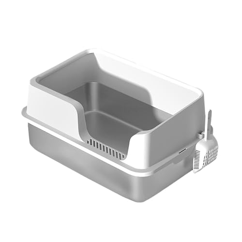 Arenero para gato de acero inoxidable extra grande con pala miniatura 1