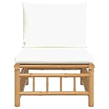 Teenpull Natural Bamboo Garden Middle Sofa, 55 x 69 x 65 cm, with Cream White Cushion, Modular Design for Flexible Outdoor Living Room, Robust Furniture - Image 4
