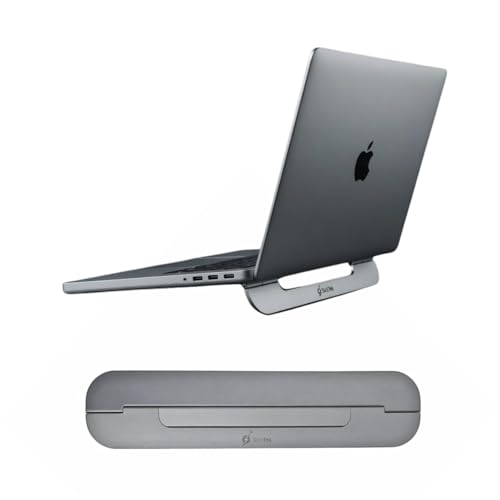 Image of The Stealth Ultra Slim Laptop Riser Stand for MacBook I Aerospace Grade Aluminium I Heat Dissipation I 3 Elevation Levels (Metallic Grey)