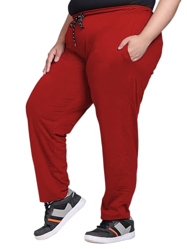 Image of Elite soul Womens Regular Fit Cotton Track Pants | Casual & Sports Trousers | Plus Size Bottoms for Lounge, Gym & Night Wear | Sizes XL, 2XL, 3XL, 4XL, 5XL