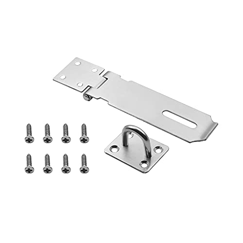 Image of Hasp Staple Padlock Latch, 167mm Length,Stainless Steel Furniture Cupboard Door Stainless Steel Silver Tone 1pcs