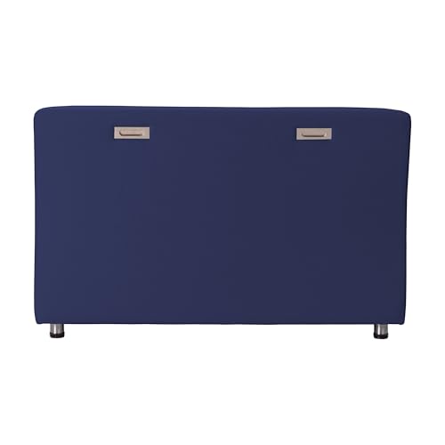 Image of FDP Pro Series Upholstered Armless Mobile Sofa with Locking Casters for Portability Commercial Seating for Hotel Lobby, Office, Restaurant, Waiting Room, Home - Navy