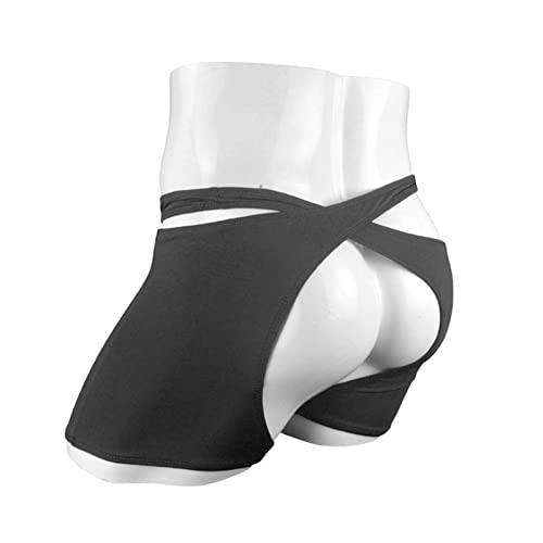 Evankin Mens Sexy Mesh Boxer Briefs Low Rise Underwear Breathable Hollowed Out Boxers Assless Lingerie(Black) #TOP4
